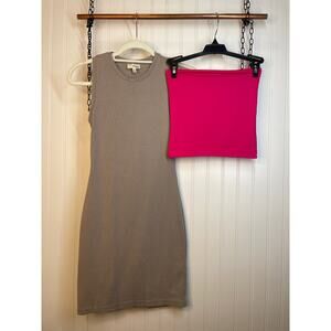 Wilfred Free & Babaton Strapless Top & Sleeveless Mini Tank Dress Bundle Sz XS